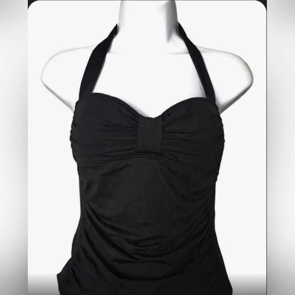 Tommy Bahama Pearl Solids Black Halter Tankini Top